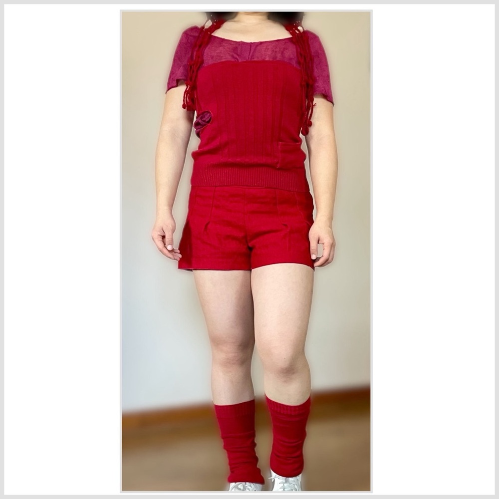 Twice this is for inspired Red Knit Three-Pieces Set (homemade upcycled)
